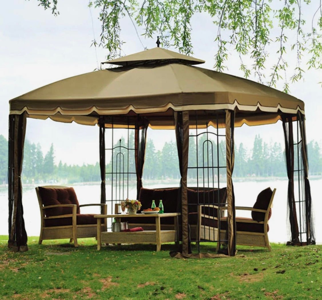 Ginger Snap+Beige Replacement Canopy For Bay Window Gazebo (10X12 Ft) L-GZ329PST-2 Sold At BigLots