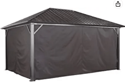 10-ft x 13-ft Wood or Metal Gazebo Curtains, Privacy Sidewall Set 4-pc Black