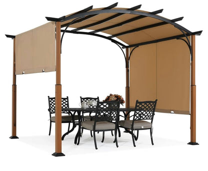 10' X 10' Outdoor Retractable Pergola with Sun Shade Canopy Patio Metal Garden Pergola,Beige