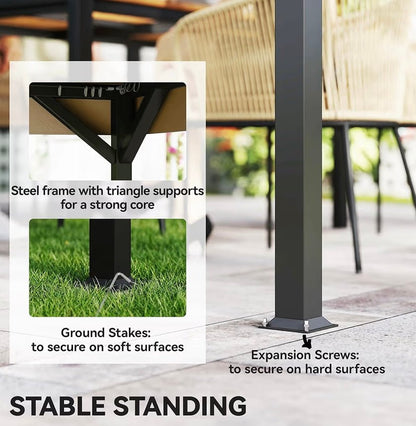 10' x 12' Outdoor Patio Gazebo, Soft Top Gazebo Canopy Shelter with Double Roof, Curtains, Netting, Steel Frame, UPF30+ Protection, Ceiling Hooks for Lawn, Backyard, Deck, Khaki