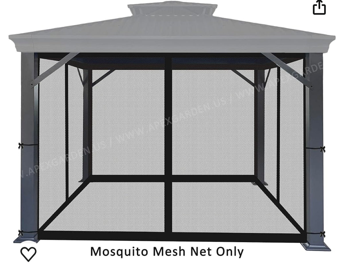 10 X 13 Universal Netting Replacement Black Gazebo Mosquito Screen