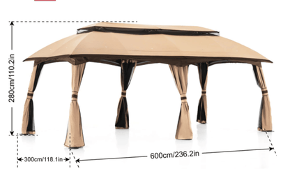 10' x 20' Gazebos Canopy and Vent cover for Patio, Outdoor Gazebo GHG 1020