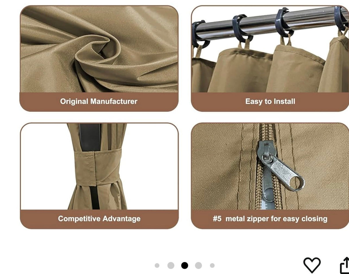 10 x12 Lowes Allen and Roth OEM GF12S004B-1 full set gazebo curtains 4 sides Lowe’s 510327