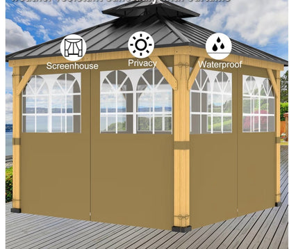 10ft x 12ft Gazebo Curtains,Privacy Replacement Sidewall with Church Window,4-Panel Universal Shade Curtains Set,Protecting Side Walls (Only Curtain)