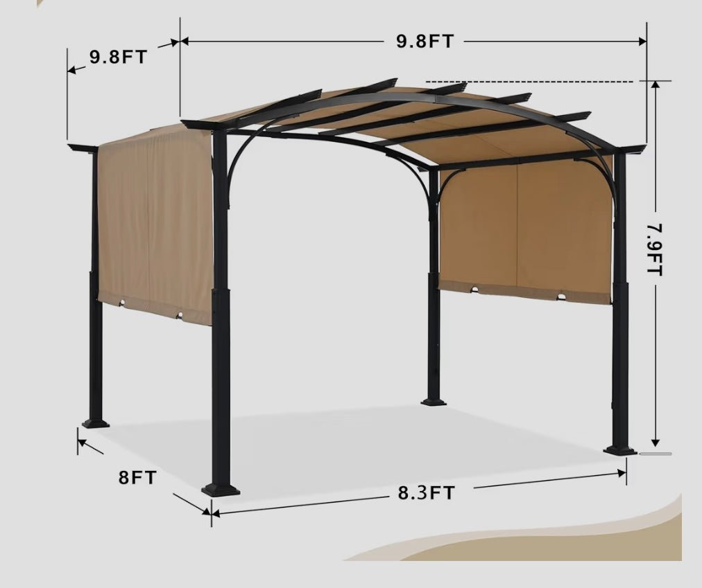 10x10ft Outdoor Retractable Pergola with Sun Shade Canopy Patio Metal Garden Pergola,Beige