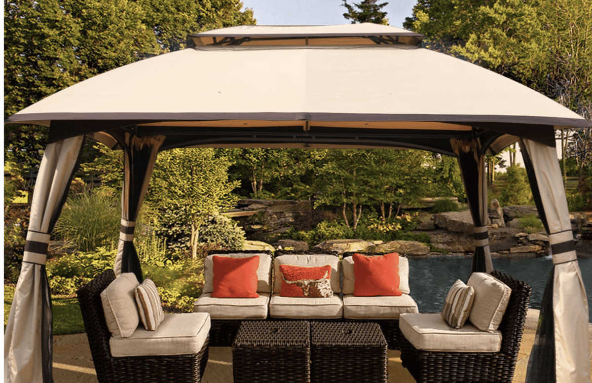 10x13 Beige Gazebo Fully Enclosed Weather UV-Resistant w/Mosquito Netting-Beige