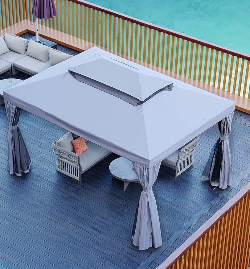 10x13 Gazebo for Patios Outdoor Gazebo with Mosquito Netting and Curtains Outdoor Patio Canopy for Deck Backyard Garden Lawns