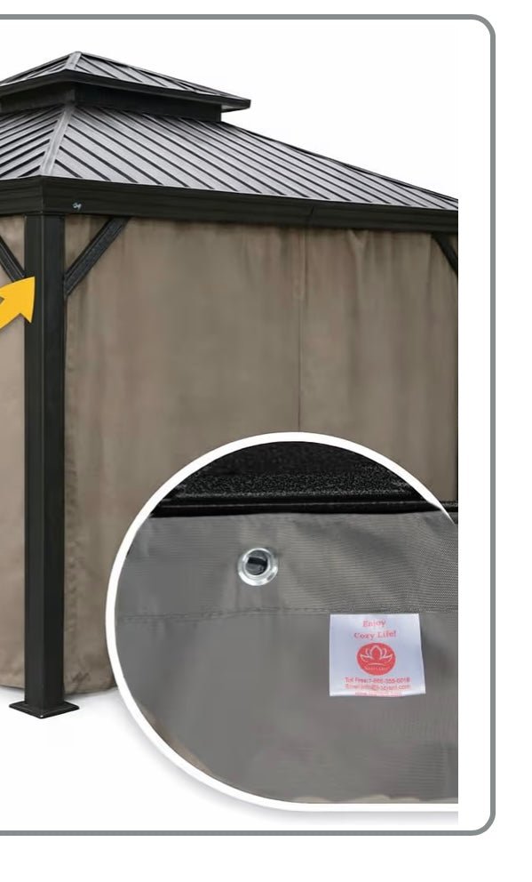 12' x 20'Outdoor Gazebo Privacy Curtain Sidewall, Waterproof Patio Privacy Curtain with Center-Zip Design, Replacement for Hardtop Gazebo Brown