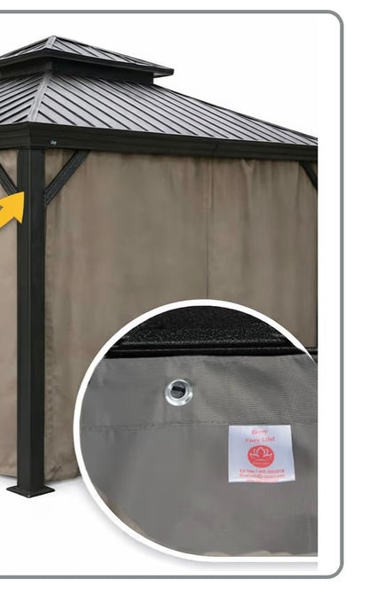 12' x 20'Outdoor Gazebo Privacy Curtain Sidewall, Waterproof Patio Privacy Curtain with Center-Zip Design, Replacement for Hardtop Gazebo Brown