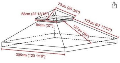 12'x12' Gazebo Top Replacement for 2 Tier Outdoor Canopy Cover Coffee