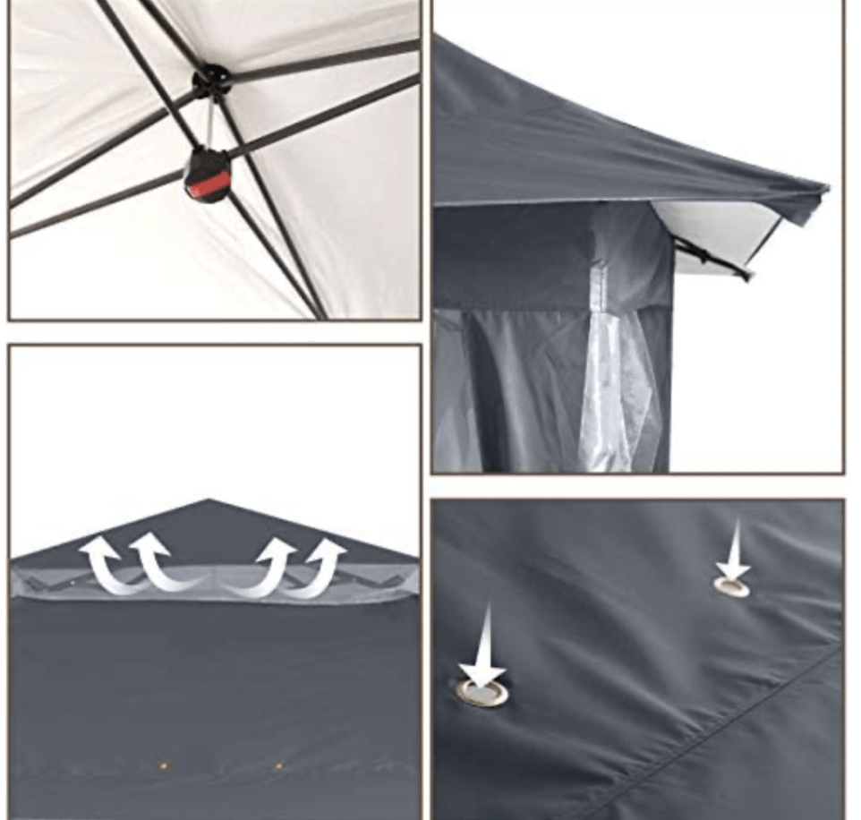 13'x13' Gazebo Tent Outdoor Pop up Gazebo Canopy Shelter with Mosquito netting (Gray)