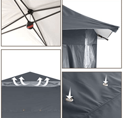 13'x13' Gazebo Tent Outdoor Pop up Gazebo Canopy Shelter with Mosquito netting (Gray)