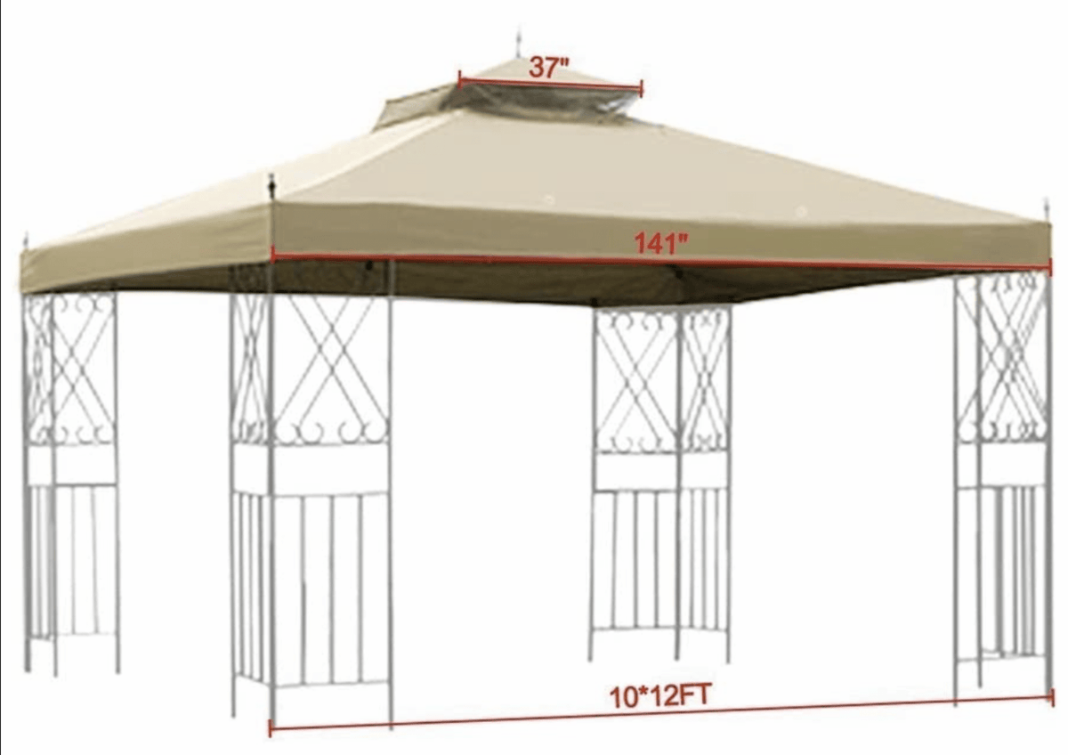 2 Tier 12x10' Gazebo Canopy Top Cover Replacement for Sunjoy L-GZ288PST-4D