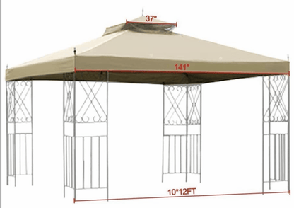 2 Tier 12x10' Gazebo Canopy Top Cover Replacement for Sunjoy L-GZ288PST-4D