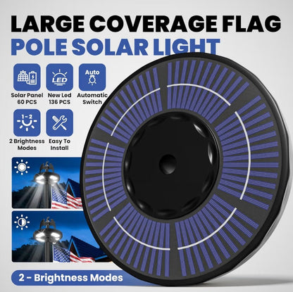 20 FT Heavy Duty Flag Pole with 144 LED Solar Light,12 Gauge Extra Thick Aluminum Flagpole for Outside House Powered and Flag Outdoor,Inground Flag Pole Kit for Residential Commercia(20FT with Light)