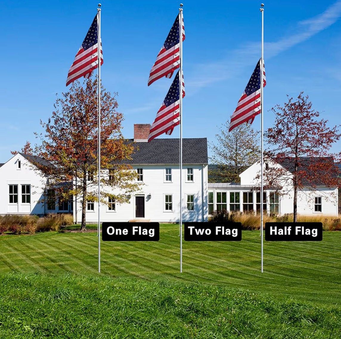 20FT Heavy Duty Flagpole Kit for Yard,14 Gauge Flag Pole for Outside In Ground, Extra Thick Outdoor Flag Poles with 3x5 American Flag for Residential or Commercial(20FT, Silver
