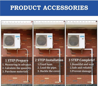3" 10Ft PVC Decorative Line Set Cover Kit - Protection for Mini Split, Central Air Conditioner & Heat Pump(White)