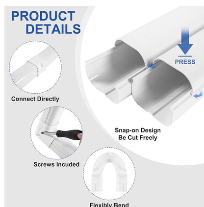 3" W 10Ft Decorative PVC Line Set Cover Kit for Mini Split Lineset Cover Kit for Air Conditioner & Heat Pump (Brown)