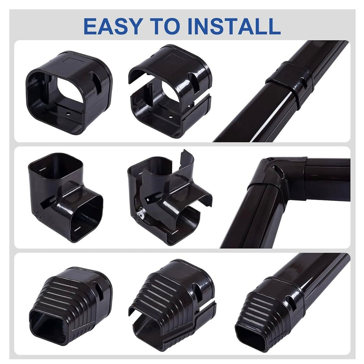 3" W 10Ft Decorative PVC Line Set Cover Kit for Mini Split Lineset Cover Kit for Air Conditioner & Heat Pump (Brown)