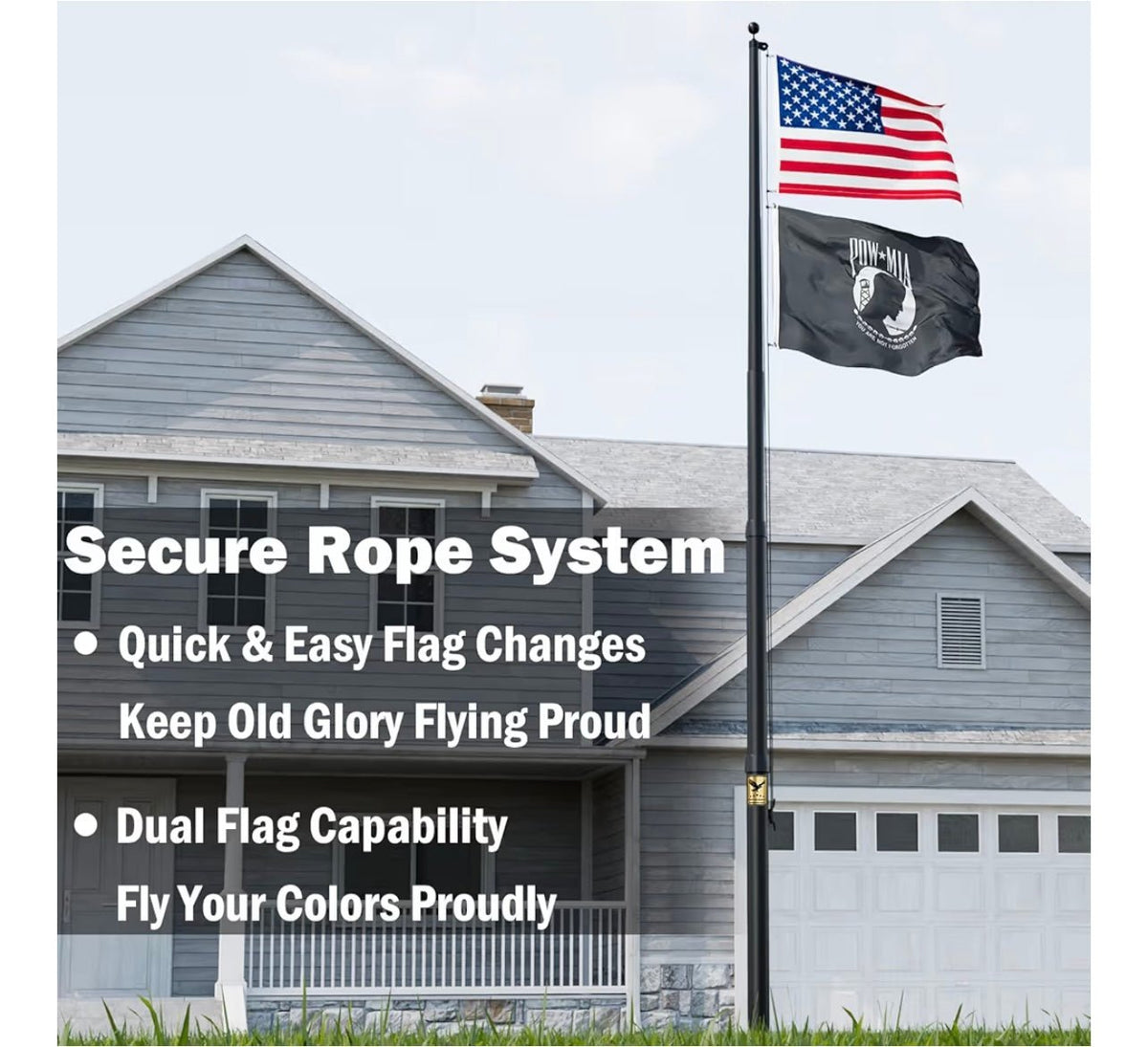 30FT Heavy Duty Flag Pole Kit, Real 11 Gauge Aluminum, 2.4" Large Bottom Tube, True Glory Edition,In Ground Flagpole for Outside House,Residential & Commercial, Gift Box Packaging-120MPH Wind Tested
