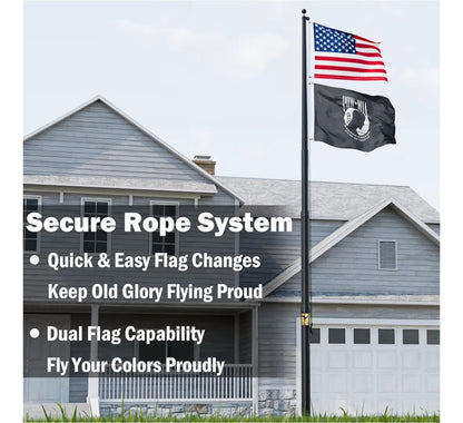 30FT Heavy Duty Flag Pole Kit, Real 11 Gauge Aluminum, 2.4" Large Bottom Tube, True Glory Edition,In Ground Flagpole for Outside House,Residential & Commercial, Gift Box Packaging-120MPH Wind Tested