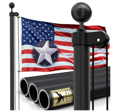 30FT Heavy Duty Flag Pole Kit, Real 11 Gauge Aluminum, 2.4" Large Bottom Tube, True Glory Edition,In Ground Flagpole for Outside House,Residential & Commercial, Gift Box Packaging-120MPH Wind Tested