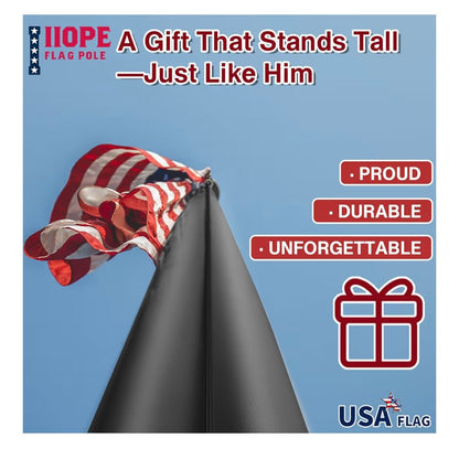30FT Heavy Duty Flag Pole Kit, Real 11 Gauge Aluminum, 2.4" Large Bottom Tube, True Glory Edition,In Ground Flagpole for Outside House,Residential & Commercial, Gift Box Packaging-120MPH Wind Tested