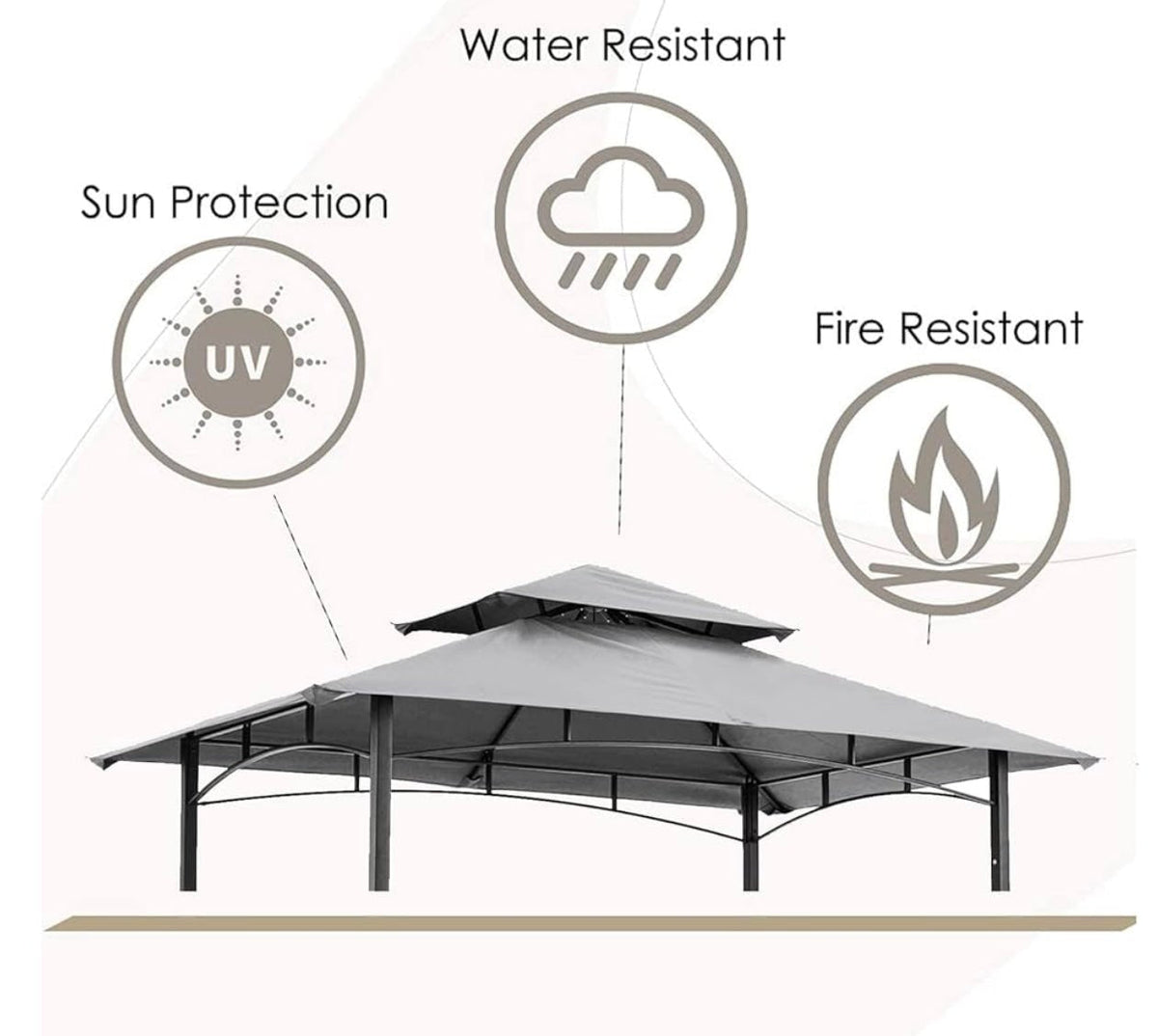 8' X 5' Grill Shelter Replacement Canopy roof ONLY FIT for Gazebo Model L-GZ832PST Gray
