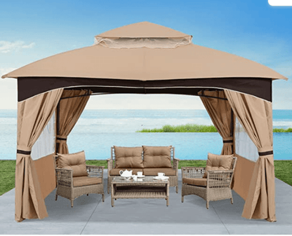 8'x8' Gazebo Patio Gazebos for Winter, Weatherproof Gazebo with Window Curtains for Outdoor Party Wedding