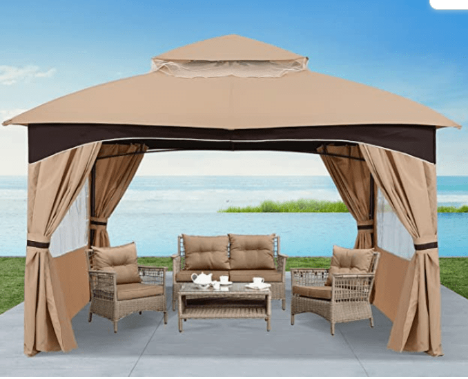 8'x8' Gazebo Patio Gazebos for Winter, Weatherproof Gazebo Window Curtains for Outdoor Party Wedding