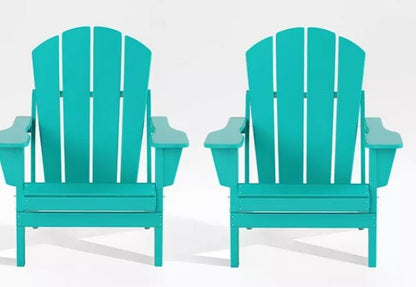 All-Weather Contoured Outdoor Poly Folding Adirondack Chair (Set of 2)