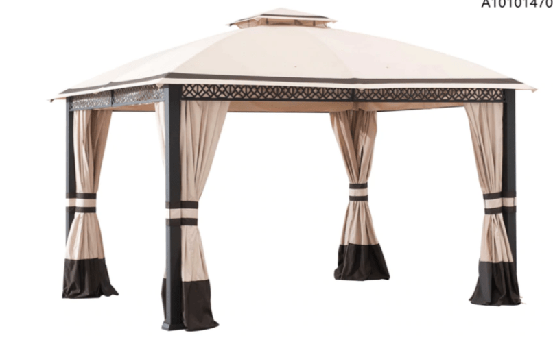Berkley and Jenson Beige+Dark Brown Replacement Canopy For Clarkson Domed Gazebo (10 x12 FT)  Sold At BJ