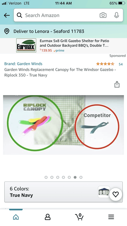 Big Lots Windsor Replacement Canopy for L-GZ717PST-C The Windsor Gazebo - Riplock 350 - True Navy