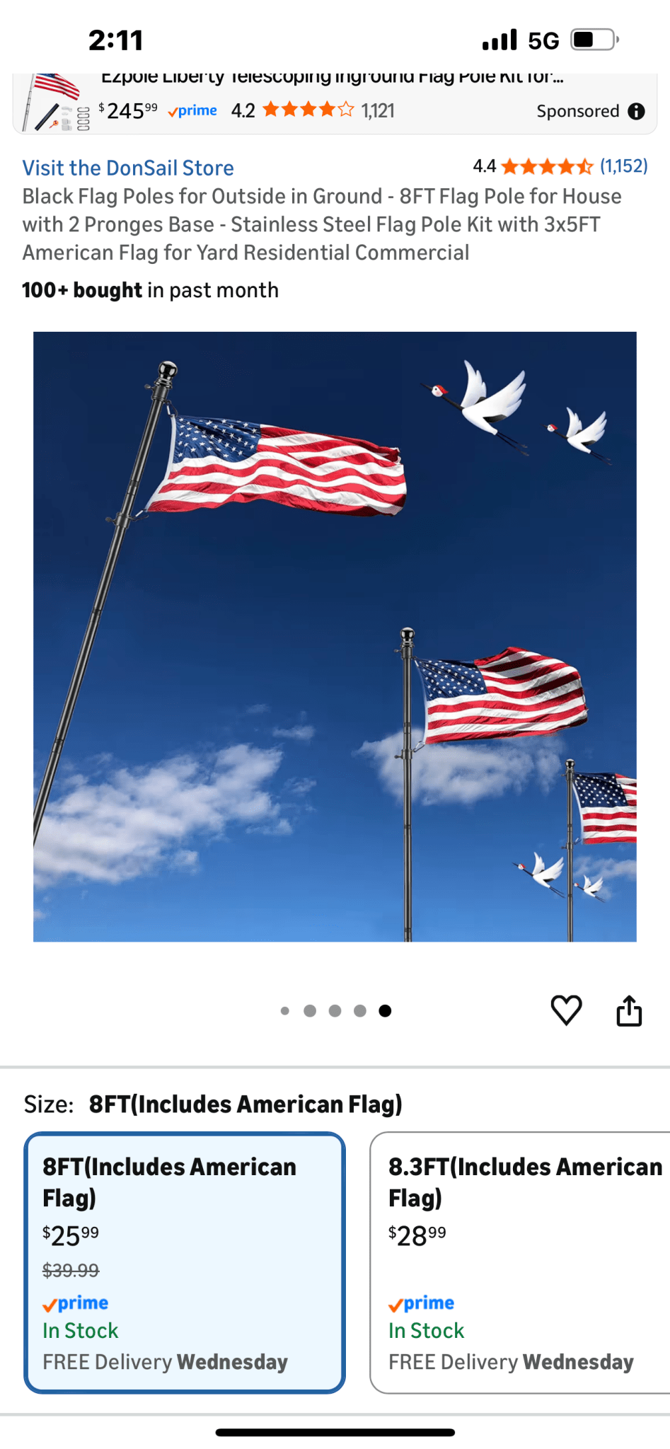 Black Flag Poles for Outside in Ground - 8FT Flag Pole for House with 2 Pronges Base - Stainless Steel Flag Pole Kit with 3x5FT American Flag for Yard Residential Commercial