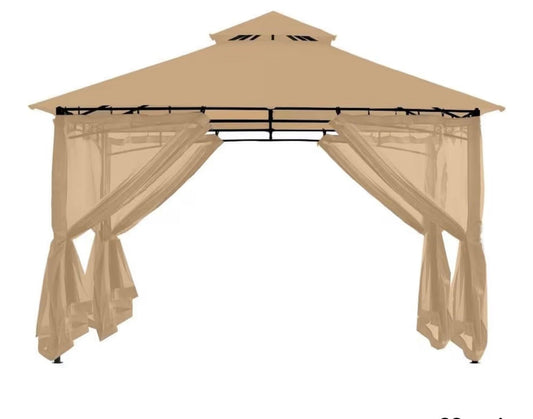 Custom Fit Replacement Canopy Top Cover Compatible with The 8' x 8' Gazebo - Classic Sand Beige, Riplock 350