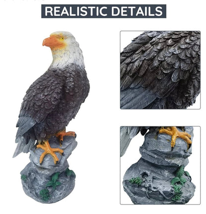 Eagle Flag Pole Topper, 12" Bald Eagle for Flagpole Toppers Outdoor, Standing & Hand-Painted Design, Waterproof, UV Resistent, Durable, Decorative Eagle for Showcasing Your Pride and Patriotism