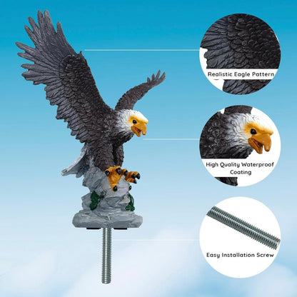 Eagle Flag Pole Topper Outdoor Waterproof Flagpole Finial Eagle Topper Ornament Hand-Painted Realistic Eagle Sculpture Design for Flagpoles Outside House (B-Gray)
