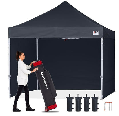 Easy Pop Up Canopy Tent with Sidewalls 8x8 Commercial -Series, Black