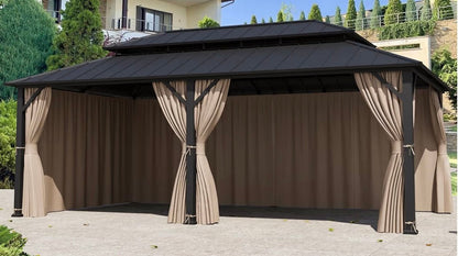Gazebo Curtain Replacement Universal 6-Panel Sidewalls 12' x 24', Outdoor Gazebo Privacy Curtains with Zipper, Replacement for Outdoor, Patio Canopy, Garden and Backyard (Curtain Only)