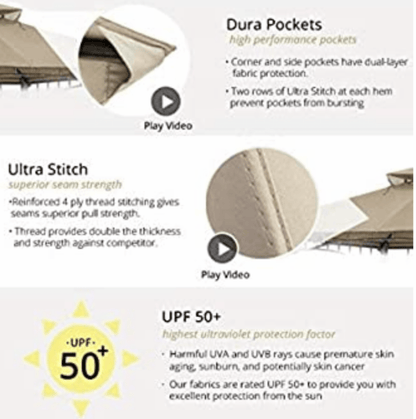 Gazebo Replacement Canopy roof for Gazebo L-GZ136PST (Tan)