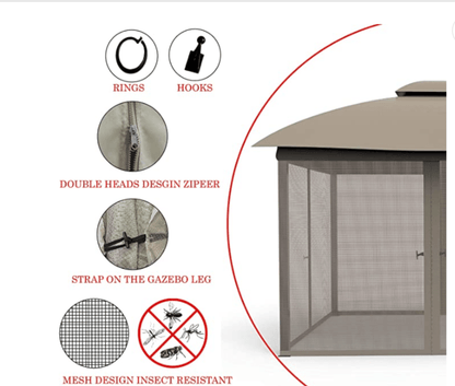 GAZEBO REPLACEMENT MOSQUITO NETTING 12X12 FOR OUTDOOR GAZEBO BEIGE