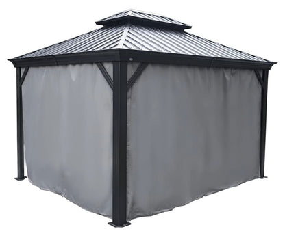 Gazebo Universal Replacement Privacy Curtain, 10'X12’Gazebo Curtains Outdoor Waterproof, 4-Panels Sidewall Curtains with Zipper for Patio, Garden and Backyard (Only Curtains, 10'x12')Gray