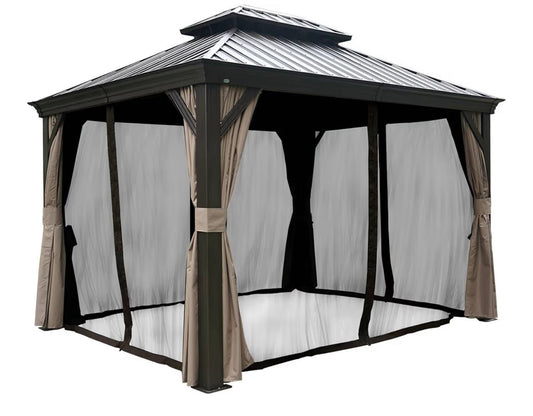 Berkley Jensen Steel Hardtop Gazebo 254273 Brown Replacement Mosquito Screen Set with Zippers Set 10x12
