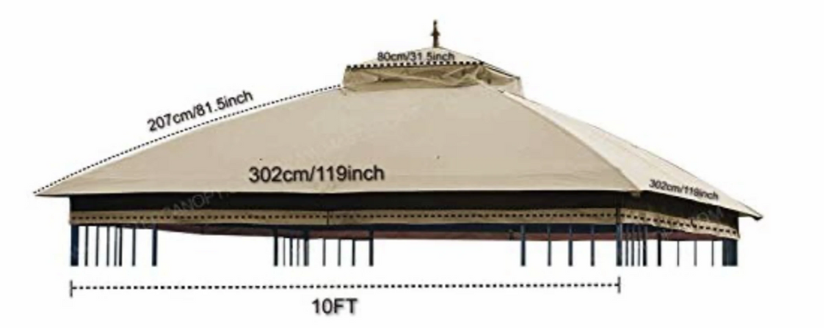 Gazebo 10x10 Replacement canopy and Vent Set  model Allen and Roth 30170