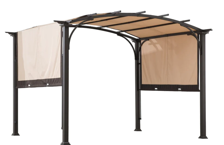 Beige Replacement Canopy For Domed Top Retractable Shade Pergola (9.5x11.5 Ft)