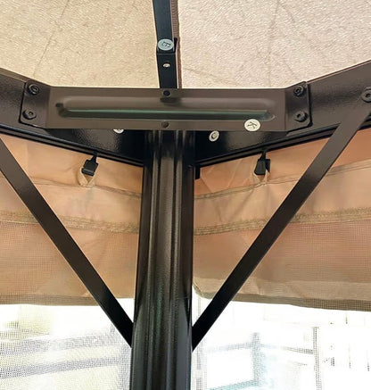 Custom Fit Replacement Canopy Top Cover Compatible with The  12ft Square Gazebo - Classic Sand Beige, Riplock 350